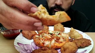 Chicken Tikka Pizza, Vada, Dal Vada, Samosha | SamEats ASMR