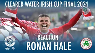 Two goal hero Ronan Hale reacts to Clearer Water Irish Cup Final win