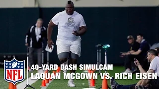 405-Pound Tight End LaQuan McGowan vs. Rich Eisen in 40-Yard Dash Simulcam Race | NFL