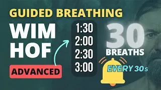 Guided Breathing - Wim Hof 4 Rounds Advanced 30 Breaths (NO VOICE on retention)