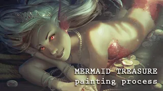 Digital Painting Process || Mermaid Treasure