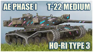 AE Phase I, T-22 medium & Ho-Ri Type 3 • WoT Blitz Gameplay