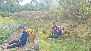 A 7-month pregnant mother picked papaya to sell in the hot sun and fainted on the road