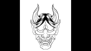 Oni Timelapse drawing #shorts #tattoo #design #art #blackwork #procreate