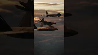 F-22 Raptors escort Air Force One over the Pacific #f22 #raptor #unitedstates #airforceone #usa #ufo