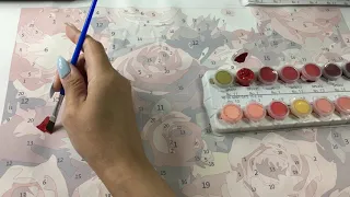 ASMR- NEW Roses Paint By Number- Gum Chewing+Soft Spoken
