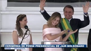 Primeira dama Michelle Bolsonaro faz discurso em libras durante cerimônia de posse