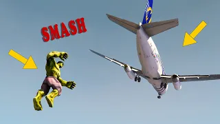 GTA 5 Hulk Attack The Plane  BOEING 737 | Hulk vs Train