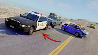 BeamNG Drive - Cars vs Angry Police Car #20 (RoadRage)