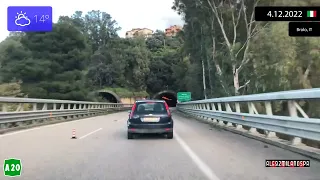 Driving through Sicilia (Italy) from Palermo to Messina 4.12.2022 Timelapse x4