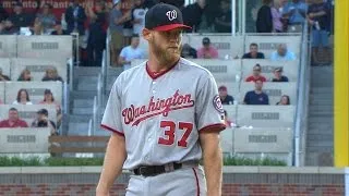 WSH@ATL: Strasburg fans 10 over seven strong