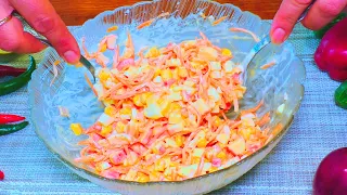 Learned a trick in a restaurant! THE SALAD IMMEDIATELY became a favorite! Now I cook crab stick