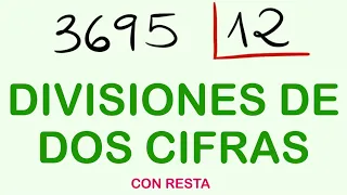 Divisiones de 2 cifras ejercicios resueltos : 3695 entre 12