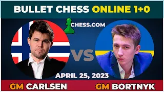 Magnus Carlsen vs Oleksandr Bortnyk | Bullet Chess 1+0 | Chess.Com | April 25, 2023