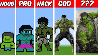 HULK MARVEL Pixel Art Build in Minecraft ! Noob vs Pro vs Hacker vs God - Minecraft Animation