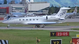 [FullHD] First Gulfstream G500 at Geneva !!! N505GD Gulfstream G500 landing & takeoff at GVA/LSGG