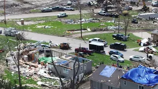 Drone video shows damage, devastation in Minden, Iowa after Friday's deadly tornado