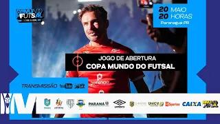 FALCÃO, REI DO FUTSAL, e amigos no JOGO DE ABERTURA da COPA MUNDO DO FUTSAL SUB-21 em PARANAGUÁ