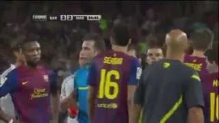 Real Madrid vs Barcelona Supercopa Brawl in Spanish, August 17, 2011 Fabregas, Ozil, Villa Red Card   YouTube