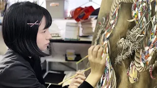 ［vlog］ネイルアート×龍を描きました｜制作過程「新爪雲龍図-円舞」｜画家の日常 - Kai Chikako