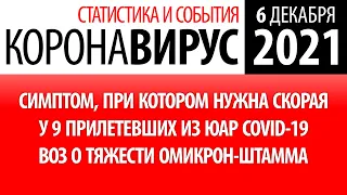 6 декабря 2021: Симптом, требующий скорой помощи. Статистика коронавируса в России на сегодня