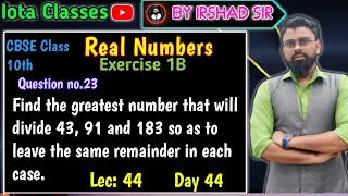 Find the greatest number that will divide 43, 91 and 183 so as to leave the same remainder in each