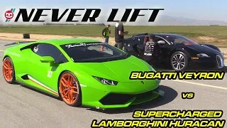 Bugatti Veyron vs Supercharged Lamborghini Huracan - 1/2 Mile Drag Race