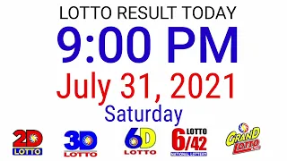 LOTTO RESULT TODAY July 31, 2021 9PM DRAW