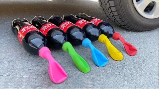 Crushing Crunchy & Soft Things by Car! EXPERIMENT Car vs COCA COLA BALLOONS, Fanta, Mirinda Balloon