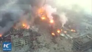 Aerial shots of Tianjin explosion