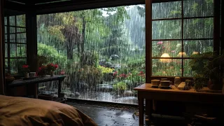 SOOTHING RAIN in a FLOWER GARDEN for Sleeping & Insomnia Relief 🌧️ | Study, Relax with Rain Sounds