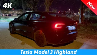 Tesla Model 3 2024 RWD - Night Review in 4K | Highland (Exterior - Interior), Ambient Lights