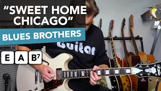 "Sweet Home Chicago" electric guitar lesson (blues brothers style)