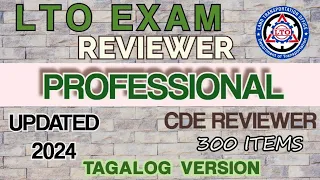 2024 LTO EXAM REVIEWER PROFESSIONAL DRIVERS LICENSE TAGALOG VERSION UPDATED PROCESS 2024 100 PASSED!