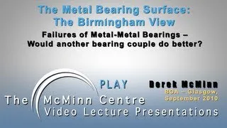 The Metal Bearing Surface: The Birmingham View - Derek McMinn BOA 2010 The McMinn Centre