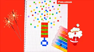 Новогодняя Хлопушка Конфетти 🎉Как рисовать по клеточкам Просто How to Draw Firecracker Pixel Art