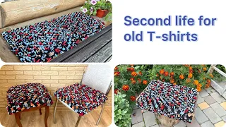 Transform Your Old T-Shirts into a Stunning DIY Rug! 🌈 Easy Upcycling Sew-Along"