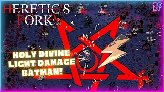 Heretic's Fork | HOLY DIVINE LIGHT DAMAGE!! | Bullet Heaven Deckbuilder Tower Defense Roguelike