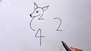 Deer Drawing From 224 Number | How To Draw Deer sketch