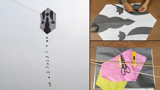 Kite making at home in unique shap - kite flying test | Rokkaku kite making | kite paper craft - DIY