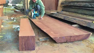Woodworking Skills Extremely Ingenious Talented Worker | Strong Unique Ebony Dining Table Monolithic