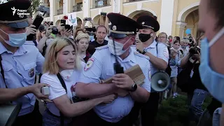 Задержания на акции в поддержку Хабаровска в Петербурге