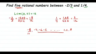 Find five rational numbers between -2/3 and 1/4 | how to find rational numbers | class 7 maths