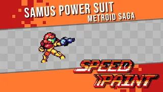 PIXEL ART TIMELAPSE - Samus Power Suit - Metroid Saga