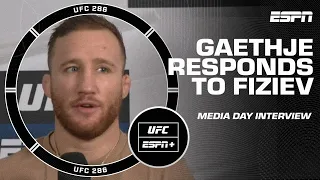 Justin Gaethje's RESPONSE to Rafael Fiziev at UFC 286 Media Day 👃😯 | ESPN MMA