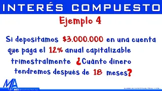 Interés compuesto | Ejemplo 4 Hallar el valor final o monto | interés capitalizable