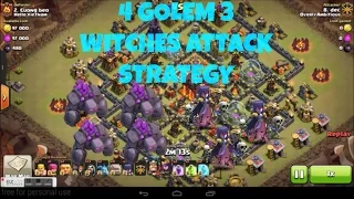 Clash Of Clans - New 4 Golem 3 Witches Gowiwi Attack Strategy | Destroy Max Th10