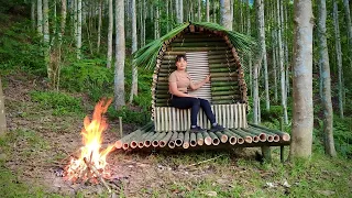 Building a bamboo ice shelter, Bushcraft Alone, Wild Forest Beauty