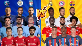 PSG Manchester City Liverpool 🆚 Real Madrid Bayern Münich Barcelona 🔥 Triple comparison 💪