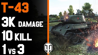 World of Tanks - T-43 - 2835 Damage - 11 Kill - 1vs3